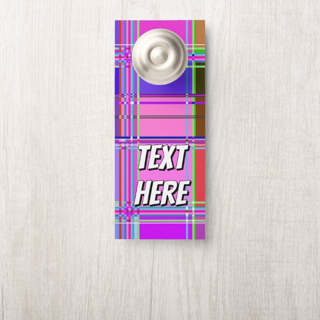 Pink tartan Fabric Pattern Cloth Madras Door Hanger (On Knob)