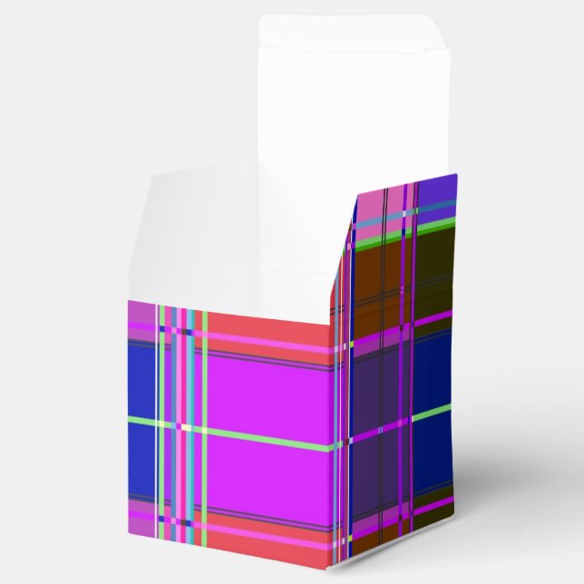 Pink tartan Fabric Pattern Cloth Madras Favour Box (Opened)