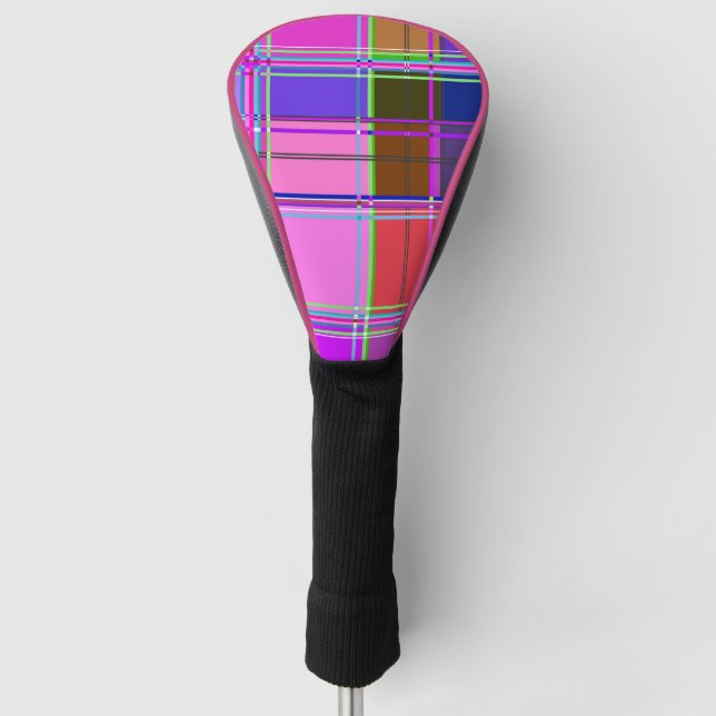 Pink tartan Fabric Pattern Cloth Madras Golf Head Cover (Front)