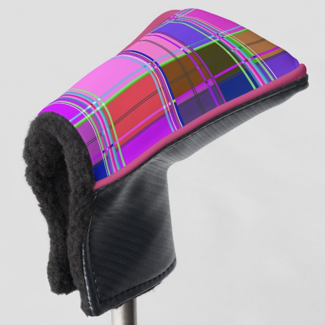 Pink tartan Fabric Pattern Cloth Madras Golf Head Cover (3/4 Front)