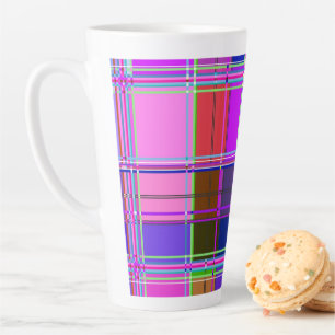 Pink tartan Fabric Pattern Cloth Madras Latte Mug