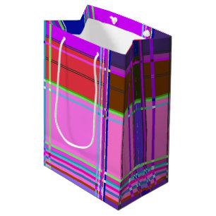 Pink tartan Fabric Pattern Cloth Madras Medium Gift Bag