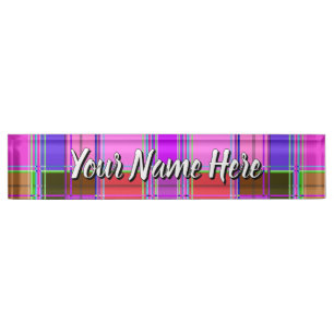 Pink tartan Fabric Pattern Cloth Madras Nameplate