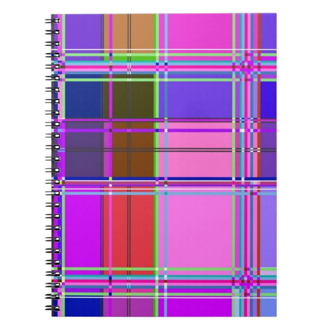 Pink tartan Fabric Pattern Cloth Madras Notebook (Front)