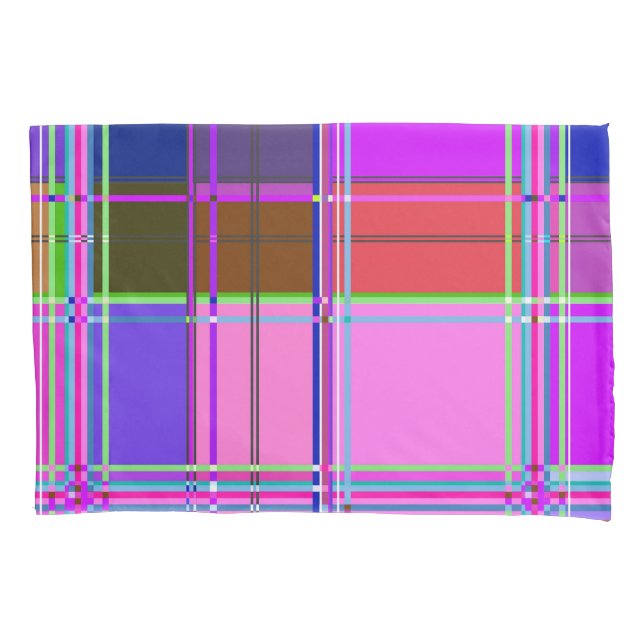 Pink tartan Fabric Pattern Cloth Madras Pillowcase (Front)