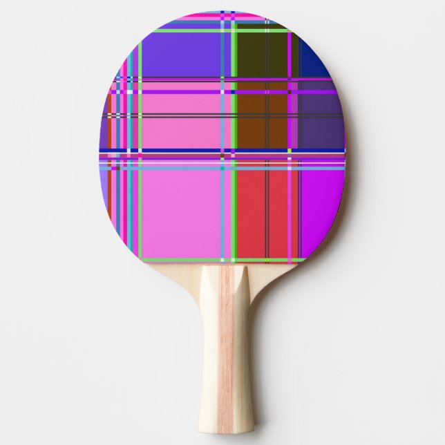 Pink tartan Fabric Pattern Cloth Madras Ping Pong Paddle (Front)