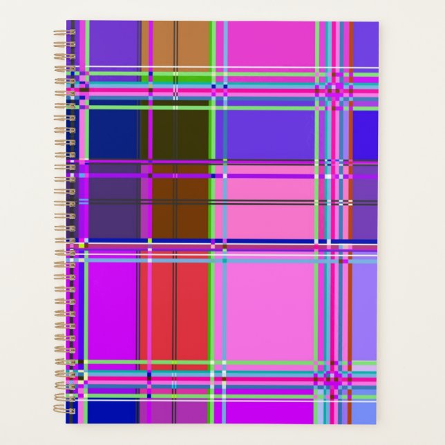 Pink tartan Fabric Pattern Cloth Madras Planner (Front)