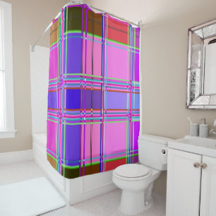 Pink tartan Fabric Pattern Cloth Madras Shower Curtain