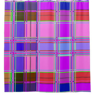 Pink tartan Fabric Pattern Cloth Madras Shower Curtain