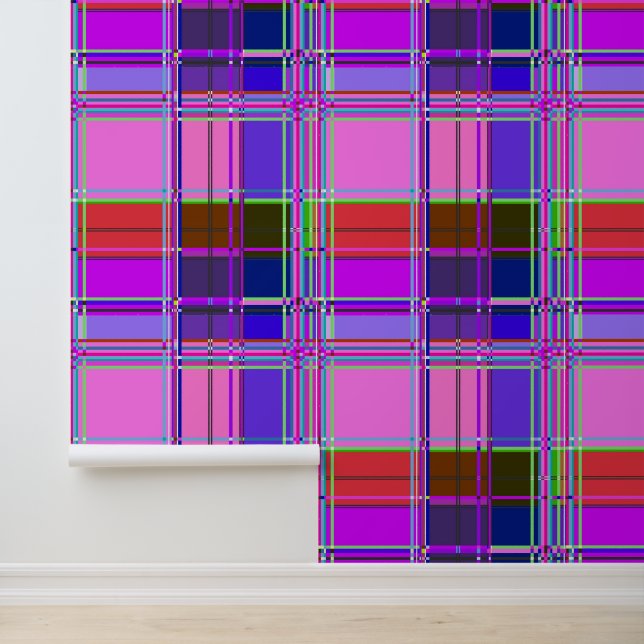 Pink tartan Fabric Pattern Cloth Madras Wallpaper (Application)