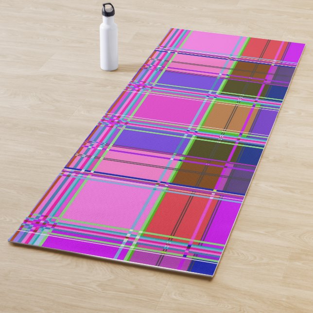 Pink tartan Fabric Pattern Cloth Madras Yoga Mat (In Situ)