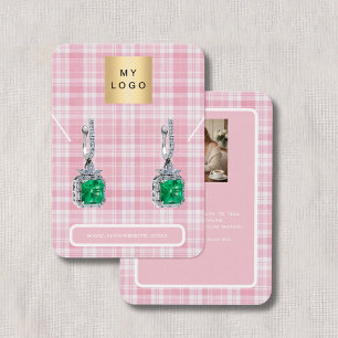 Pink tartan jewellery photo display card