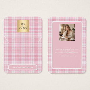 Pink tartan jewellery photo display card