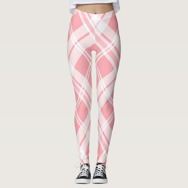 Pink Tartan Pattern Leggings (Front)