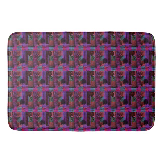 Pink Tartan Persian Kitten, Memory Foam Bathmat (Front)