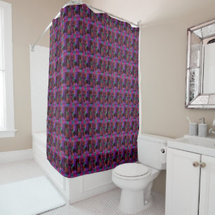 Pink Tartan Persian Kitten, Shower Curtain