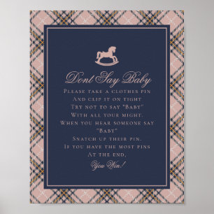 Pink Tartan Plaid Rocking Horse Dont Say Baby Poster