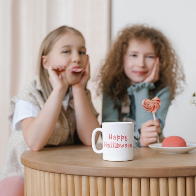 Pink Tartan Pumpkin Happy Halloween Coffee Mug (Creator Uploaded)