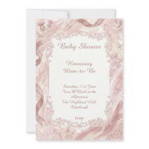 Pink Tartan Thistle Baby Shower Invitation