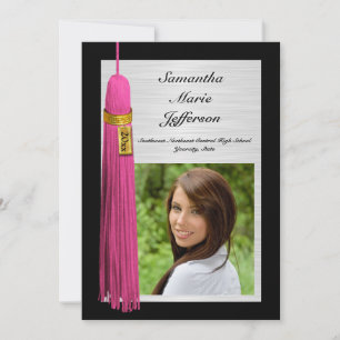Pink Tassel with Photo Graduation Party Invitation