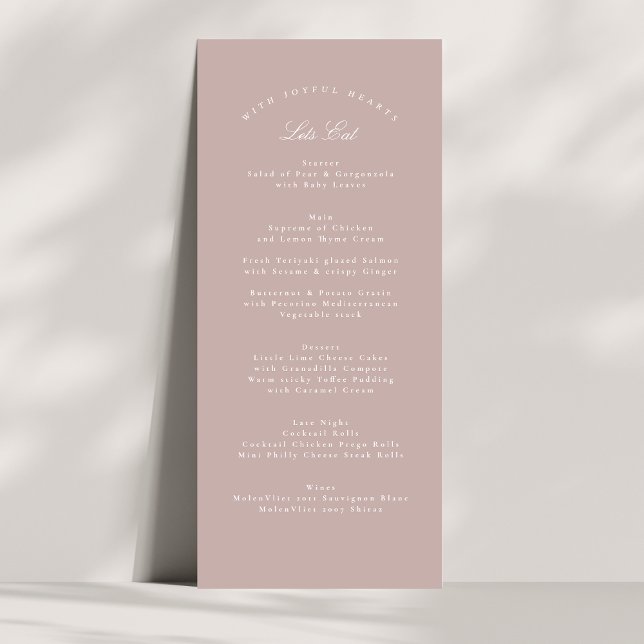 Pink Taupe Classic Calligraphy Formal Wedding Menu (Creator Uploaded)