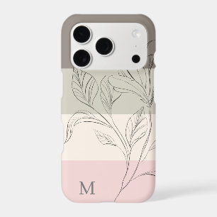 Pink Taupe Cream Colour Block Floral Monogram