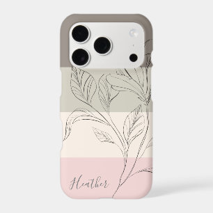 Pink Taupe Cream Colour Block Floral Personalised