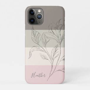 Pink Taupe Cream Colour Block Floral Personalised Case-Mate iPhone Case