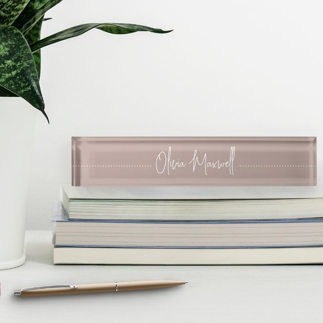 Pink Taupe Sketched Cursive Script Nameplate (Creator Uploaded)