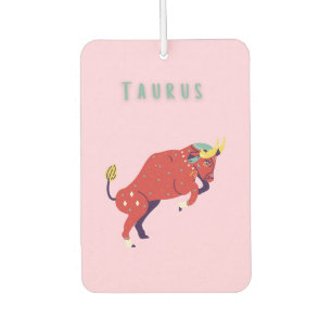 Pink Taurus, zodiac, star sign print Car Air Freshener
