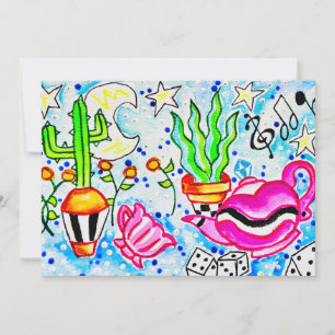 Pink Tea & Cactus Thank You Card