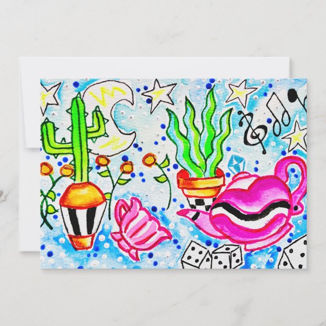 Pink Tea & Cactus Thank You Card (Front)