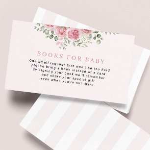 Pink tea party baby shower books for baby enclosure card