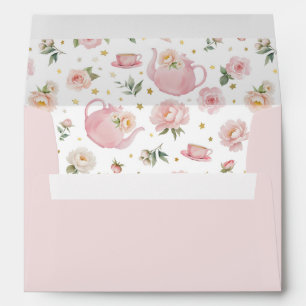 Pink Tea Party Baby Shower Envelope Liner