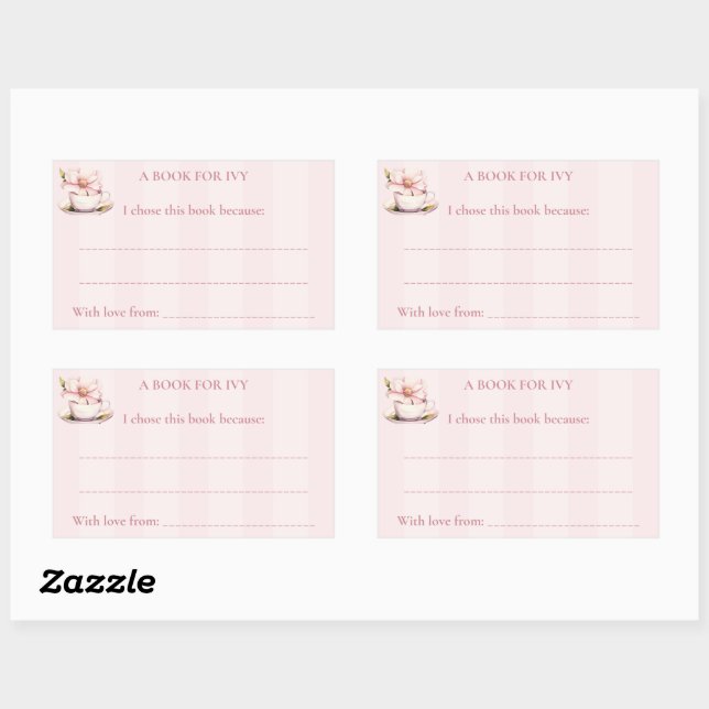 Pink Tea Party Baby Shower Rectangular Sticker (Sheet)