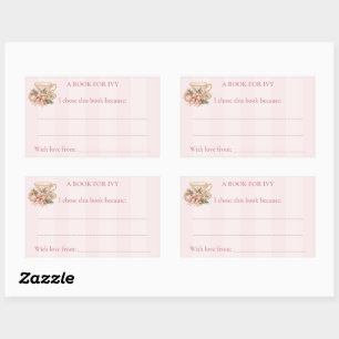 Pink Tea Party Baby Shower Rectangular Sticker