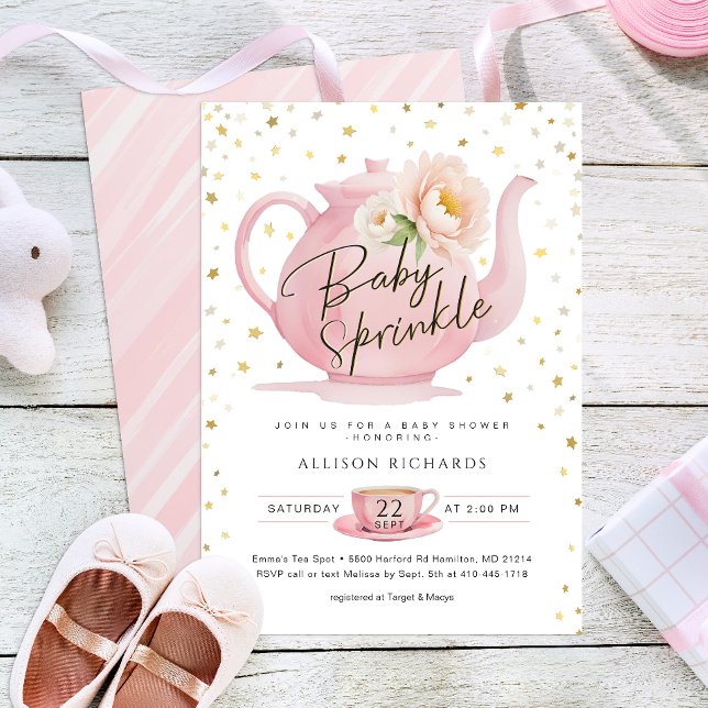 Pink Tea Party Baby Sprinkle Invitation (Pink Tea Party Baby Shower)