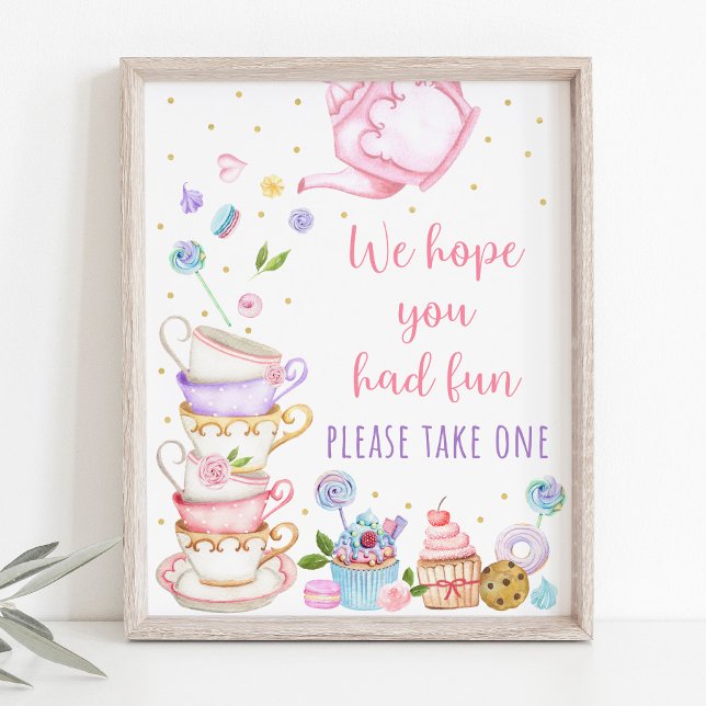 Pink Tea Party Birthday Favour Sign (Creator Uploaded)