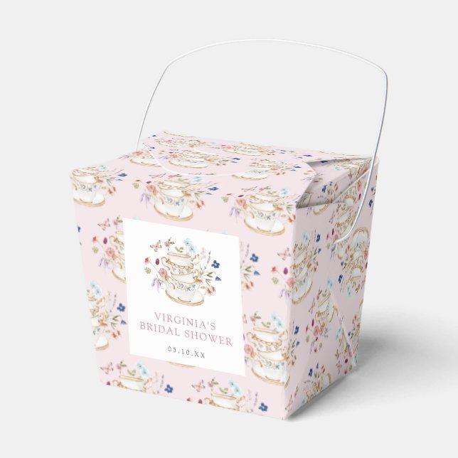 Pink Tea Party Bridal Shower Favour Box (Front Side)