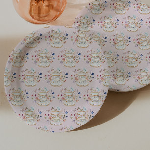 Pink Tea Party Bridal Shower Paper Plate