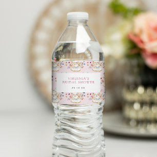 Pink Tea Party Bridal Shower Water Bottle Label