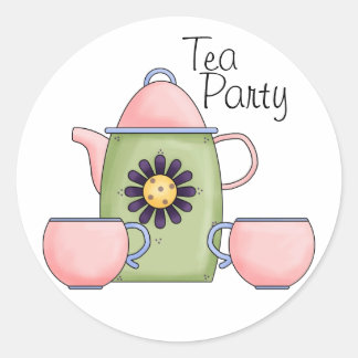 Pink Tea Party - Customised Classic Round Sticker