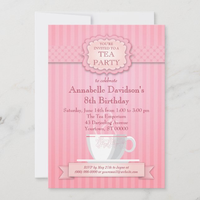Pink Tea Party Invitation (Front)