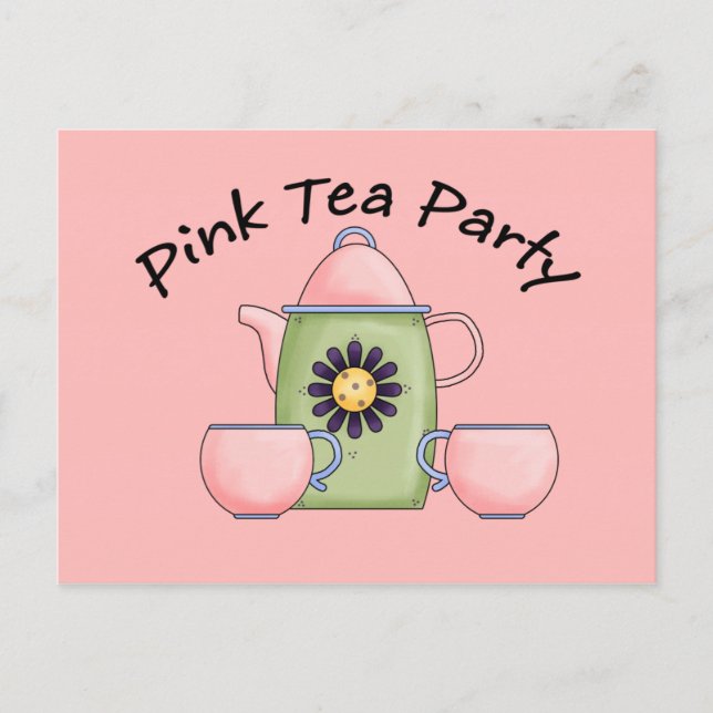 Pink_Tea_Party Invitation Postcard (Front)
