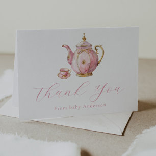 Pink Tea Party Thank You Note Card