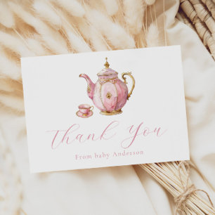 Pink Tea Party Thank You Note Card