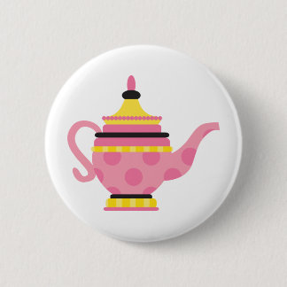 Pink Tea Pot 6 Cm Round Badge