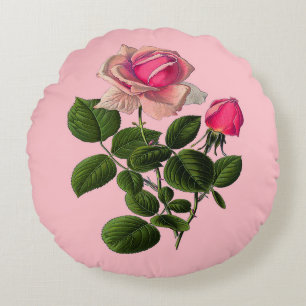 Pink Tea Roses Round Cushion
