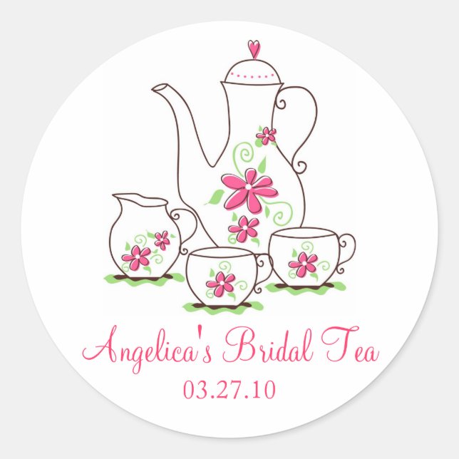Pink Tea Set Bridal Tea Stickers (Front)