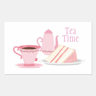 Pink Tea Set Themed Sticker